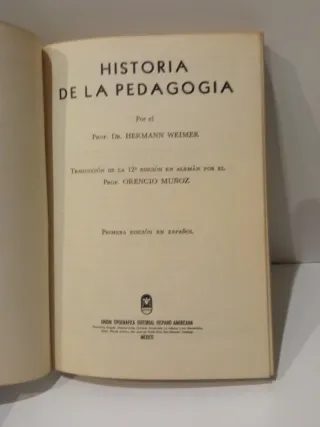 Libro. Historia de la Pedagogía. Weimer.