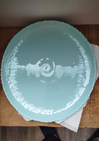 Juego 6 bajoplatos vidrio verde aguamarina 27 cm