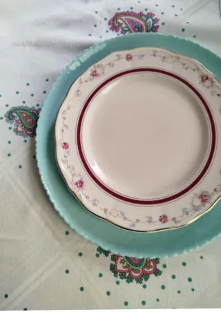 Juego 6 bajoplatos vidrio verde aguamarina 27 cm