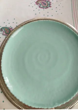 Juego 6 bajoplatos vidrio verde aguamarina 27 cm