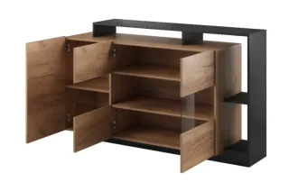 Aparador madera y negro sin montar