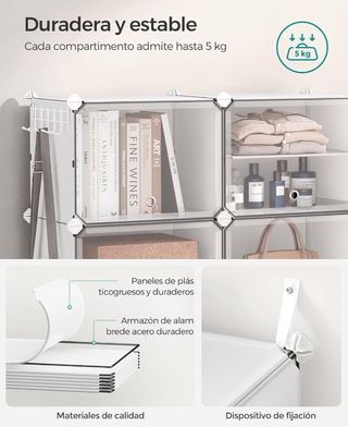 SONGMICS Mueble Zapatero Plástico, 10 Compartimentos para 40 Pares de Zapatos
