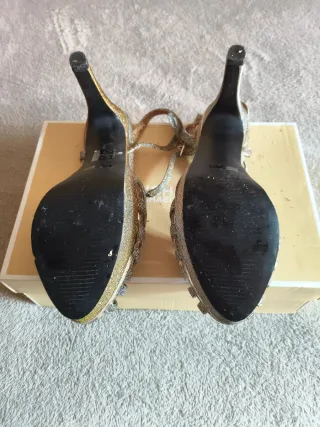 Zapatos de fiesta dorados y plateados