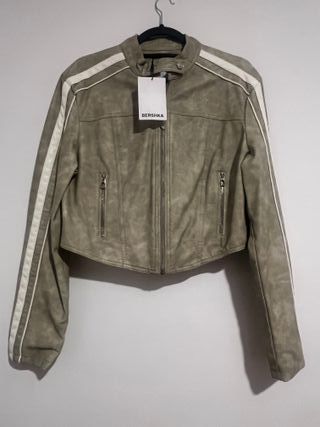 Chaqueta Biker Bershka Beige