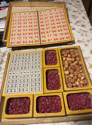 LOTTO juego antiguo. Caja y piezas de madera.