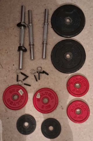 Mancuernas y discos de pesas