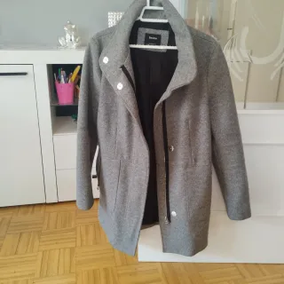 Abrigo paño chica Bershka gris