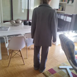 Abrigo paño chica Bershka gris