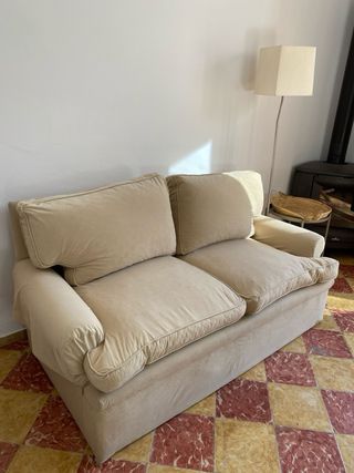 Divano a due posti in velluto beige