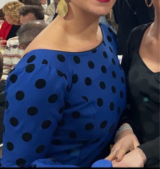 Traje Flamenca Azul Lunares Negros