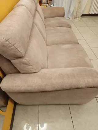 Divano 4 posti beige tessuto