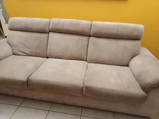 Divano 4 posti beige tessuto