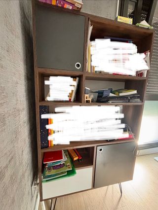 Estantería modular madera y gris