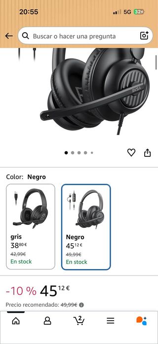 Auriculares Eksa H2 Negros