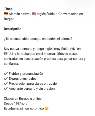 Alemán nativa | Inglés fluido – Conversación