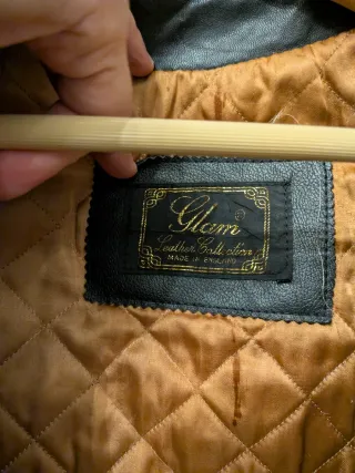 Cazadora Cuero Vintage Talla L Negra