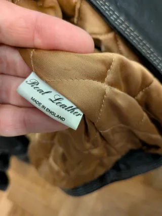 Cazadora Cuero Vintage Talla L Negra