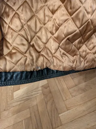 Cazadora Cuero Vintage Talla L Negra