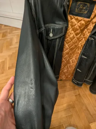 Cazadora Cuero Vintage Talla L Negra