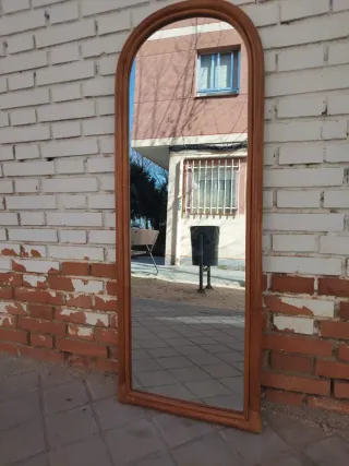 Espejo curvo madera maciza bambú vintage retro