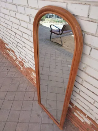 Espejo curvo madera maciza bambú vintage retro