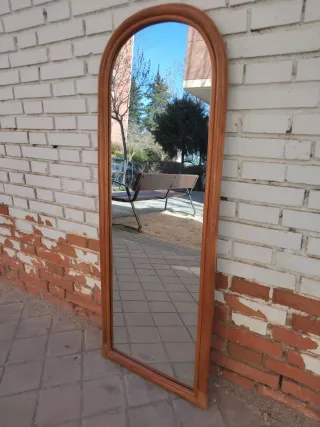 Espejo curvo madera maciza bambú vintage retro