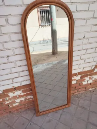 Espejo curvo madera maciza bambú vintage retro