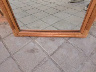 Espejo curvo madera maciza bambú vintage retro