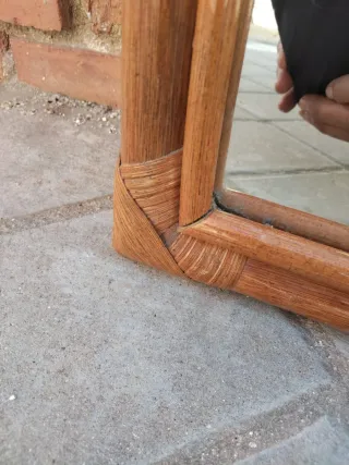 Espejo curvo madera maciza bambú vintage retro