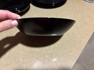 6 Platos Hondos y 6 Llanos Negros Cristal