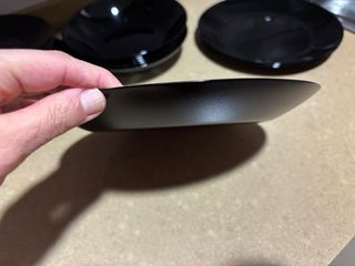 6 Platos Hondos y 6 Llanos Negros Cristal