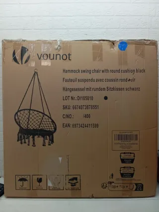 Hamaca colgante con cojín negro
