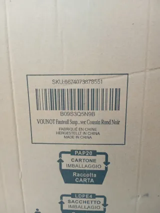 Hamaca colgante con cojín negro