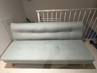 Sofá Cama Verde Tela y Metal