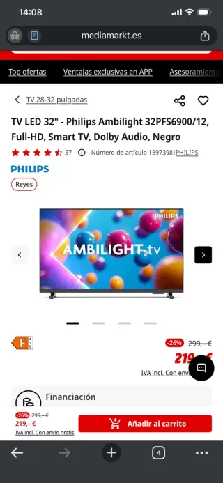 Televisor Philips Negro