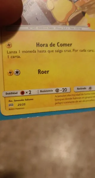 Carta Pokémon Pikachu Básico PS60 Hora de comer