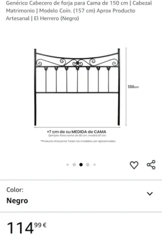 Cabecero forja cama 150 cm