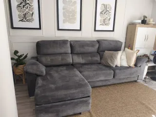 Sofá 3 plazas con chaiselongue y cama