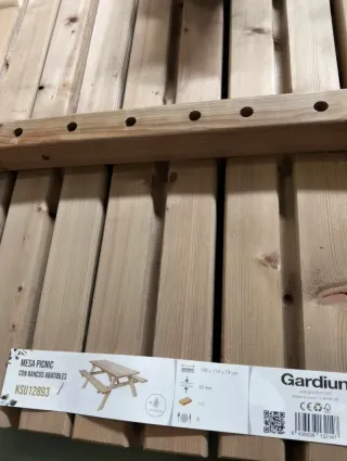 Mesa Picnic Madera Bancos Abatibles 198x154x74 cm