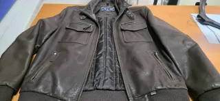 Cazadora piel Flor Talla 52 Marrón