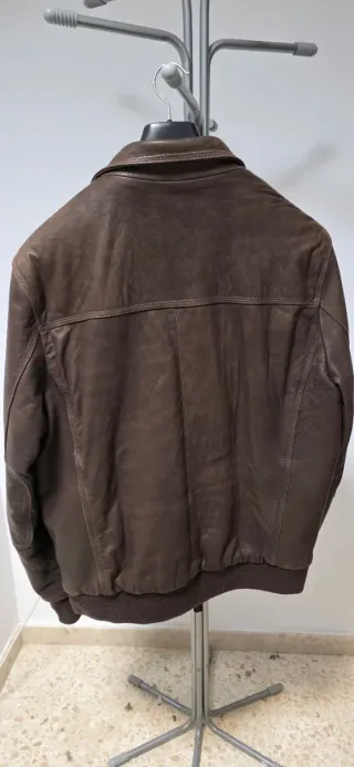 Cazadora piel Flor Talla 52 Marrón