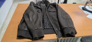 Cazadora piel Flor Talla 52 Marrón