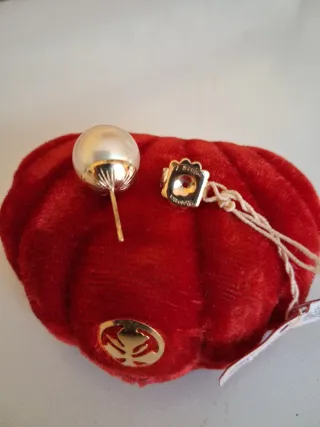 1 Pendiente Perla Majorica Plata Chapada Oro 18K