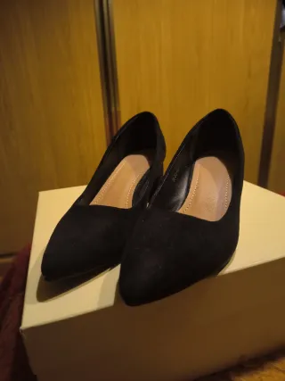 Zapatos negros ante tacón 37