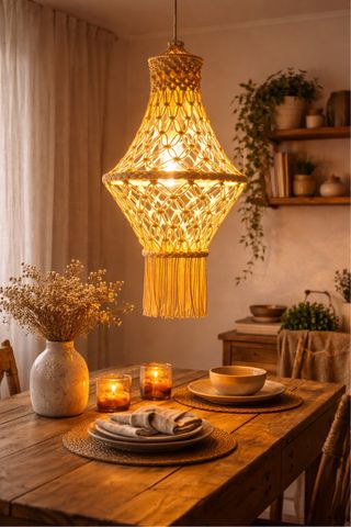 Candeeiro Macramé Artesanal Boho