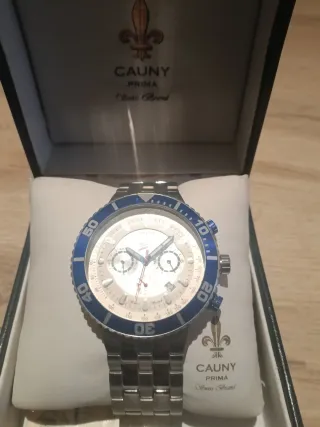 Reloj CAUNY PRIMA Hombre Cronógrafo Azul Plata