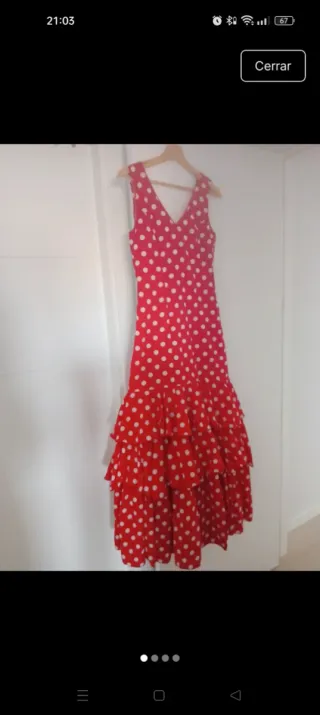 Traje de flamenca rojo lunares blancos