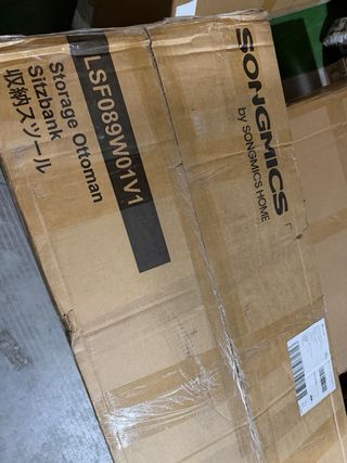 SONGMICS Puff Almacenaje, Baúl con Patas, Crema