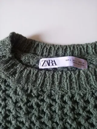 Maglione Zara Cropped Crochet Verde L. Nuovo