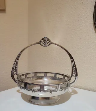 Centro de mesa antiguo cristal y metal